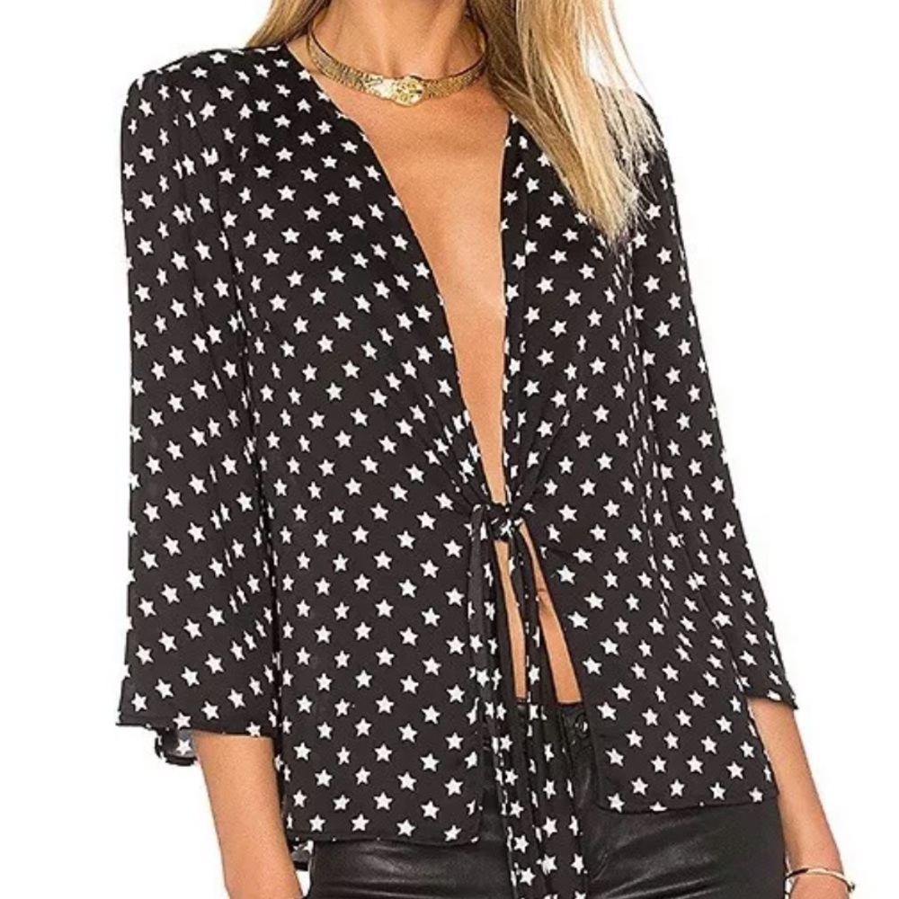L’Academie Tie Front Star Print Blouse